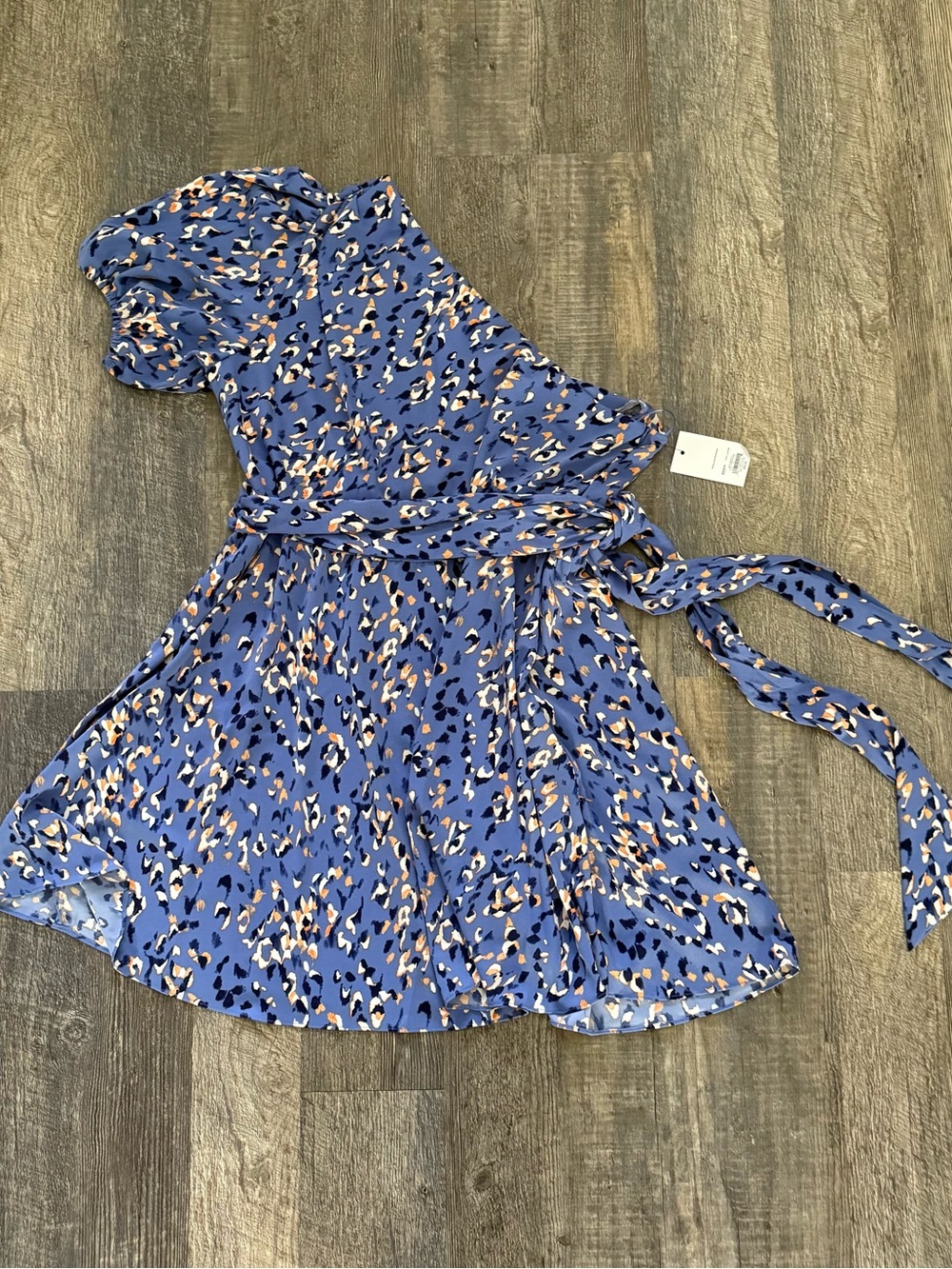 Nine West One-Shoulder Blue Printed Tie-Waist Dress